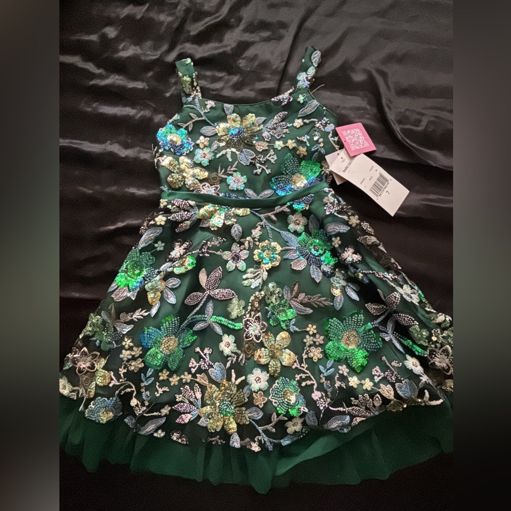 Floral Embroidered Green Dress
